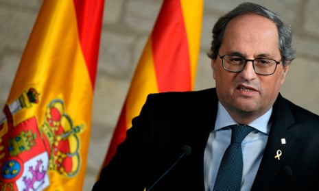 Quim Torra at a press conference in February.