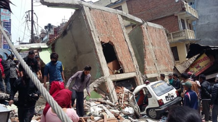 A building collapsed on a car in Kathmandu