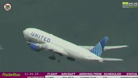 Image from March taken from video provided by Cali Planes, where a United Airlines Boeing 777 bound for Japan can be seen losing a tire