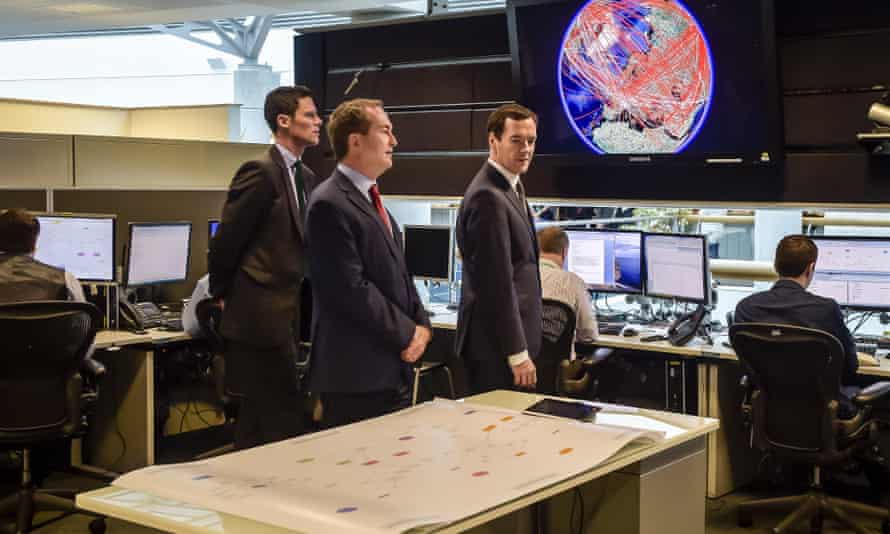 George Osborne in the 24-hour operations room at GCHQ.