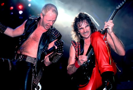 Rob Halford (left) and Glenn Tipton in Rosemont, Illinois, in 1984