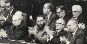 Gustáv Husák, Fidel Castro, Erich Honecker, Lâ Duẩn and Edward Gierek at the Soviet Communist party’s 25th congress in Moscow, November 1975