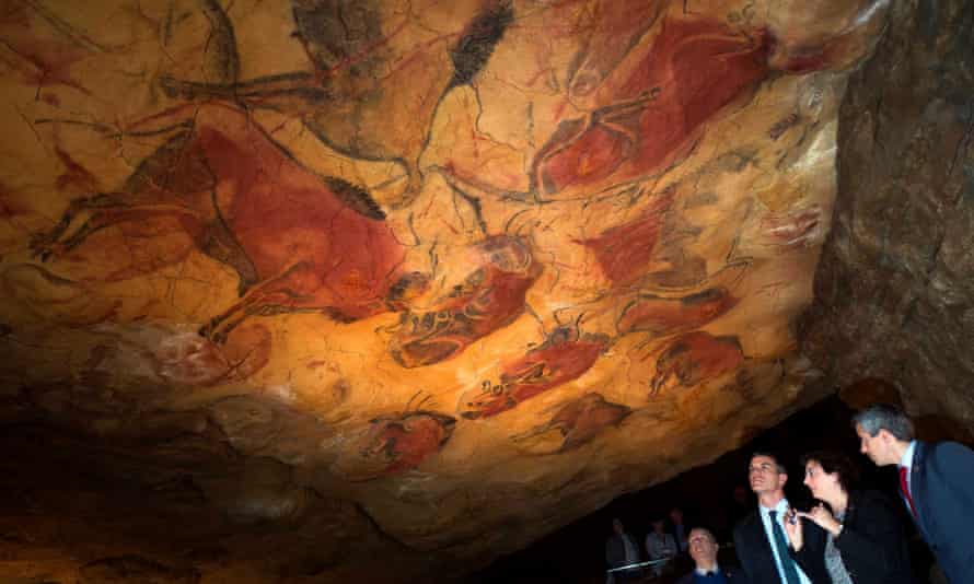 Spanish Prime Minister Pedro Sanchez visits the Cave of Altamira./