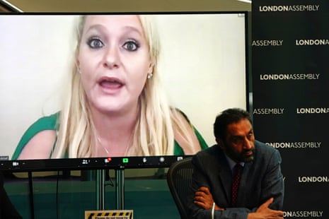 Jennifer Arcuri giving evidence by video to the London assembly’s oversight committee.
