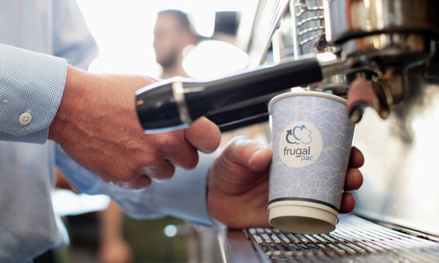 Frugalpac cup, the world’s first recyclable coffee cup.