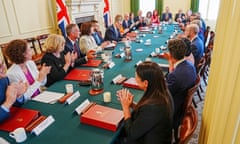 Prime minister Keir Starmer chairs the first meeting of his cabinet in 10 Downing Street on 6 July.