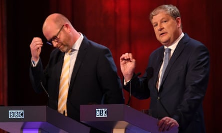 Angus Robertson, right, with Ukip leader Paul Nuttall during the BBC’s election debate last week.