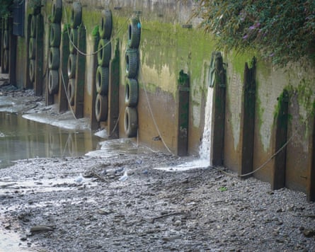 Excess raw, untreated sewage being spilled at the River Thames in London