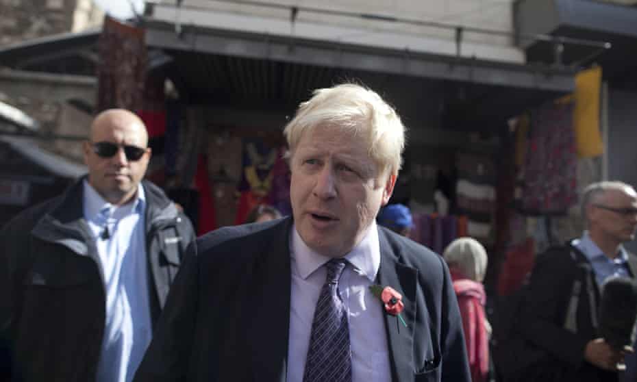 Boris Johnson visiting the Church of the Holy Sepulchre in Jerusalem’s Old City on Wednesday.