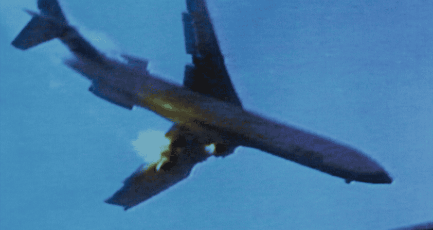 Graphic footage … the plane crash in the 1978 film.