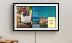 Amazon’s latest Echo Show has a giant 15.6in screen and can be stand or wall mounted.