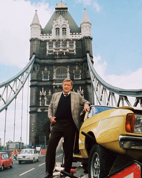 John Wayne on Tower Bridge, in London to film Brannigan.