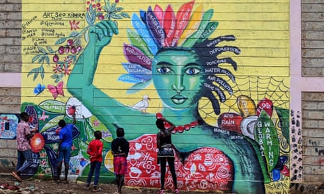 A mural about awareness of mental health and climate issues in Nairobi’s Kibera slum. 