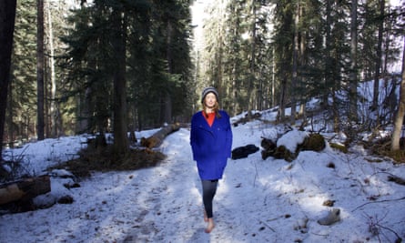 Ailsa Ross walking in a snowy forest