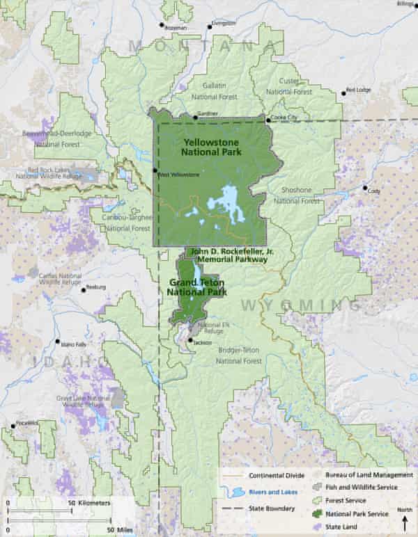 The Greater Yellowstone ecosystem's size, boundaries and characteristics can vary greatly.
