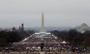 Protesters assemble on the National Mall in the US capital during the Women’s March on Washington.