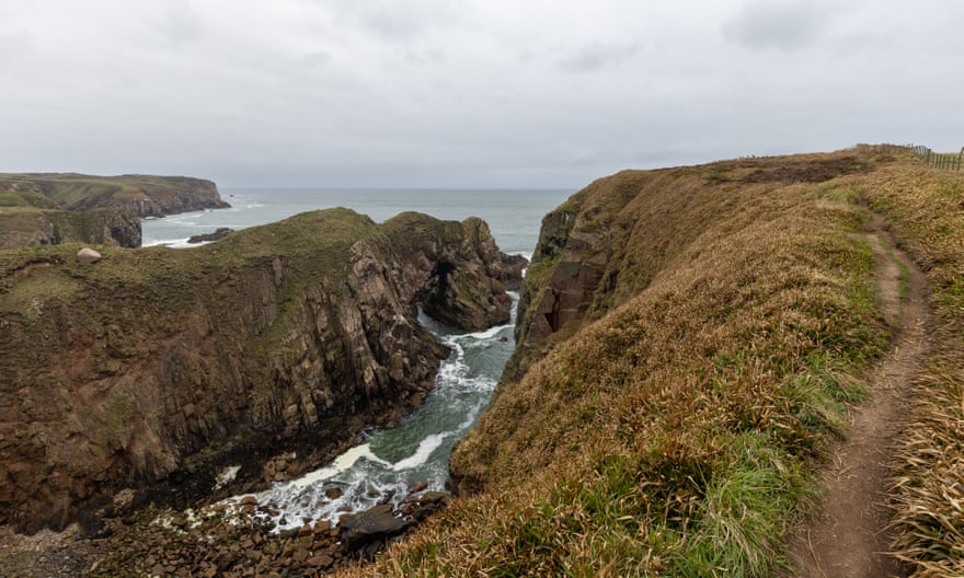 The path above collapsed sea cave Bullers of Buchan.