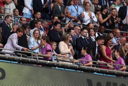 Dawn Airey congratulates the officials after the Women’s FA Cup final at Wembley