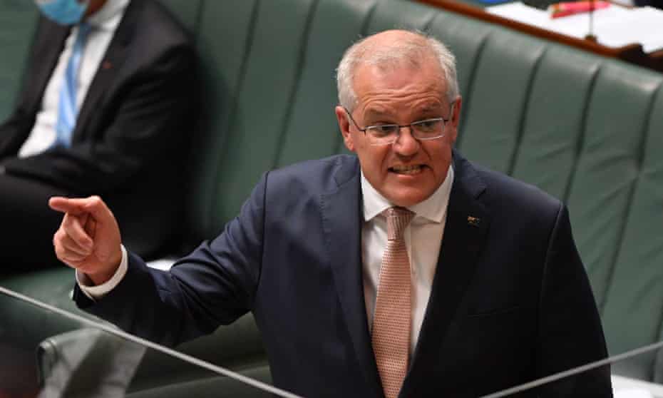 Australian prime minister Scott Morrison during question time in parliament