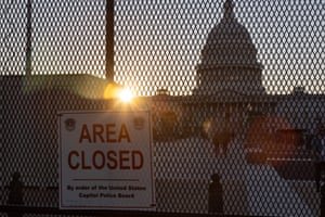 New security fencing surrounds the US Capitol building in Washington.