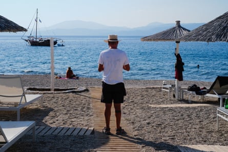 A waiter on a beach