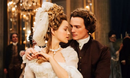 Romantic lead … Count Fersen (Martijn Lakemeier) and Marie Antoinette (Emilia Schüle).