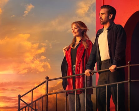 Margot Robbie as Sarah and Colin Farrell as David in A Big Bold Beautiful Journey.