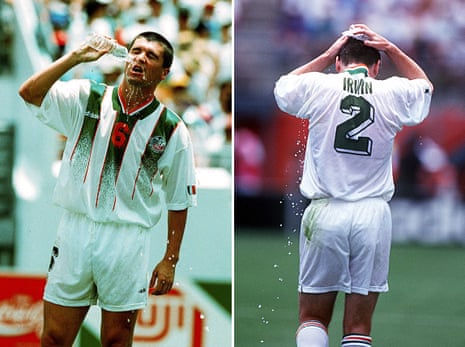 Roy Keane and Denis Irwin trying to cool themselves down.