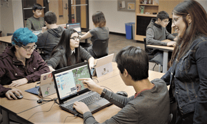 Minecraft being used in a classroom