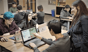 Minecraft being used in a classroom