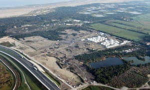 An aerial view of the Calais refugee camp