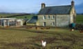 Traditional stone farmhouse, chickens, Glaisdale, Yorkshire, UK.<br>A traditional stone farmhouse with poultry in the foreground. The farmhouse is situated in the heart of the North York Moors National Park near the village of Glaisdale, north Yorkshire, UK. The photo was taken late in the afternoon on a fine winter's day.