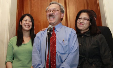 Ed Lee with his wife Anita, right, and his daughter Brianna, left, in 2011.