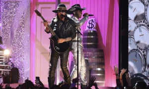 Billy Ray Cyrus and Lil Nas X perform Old Town Road at the 2020 Grammys.
