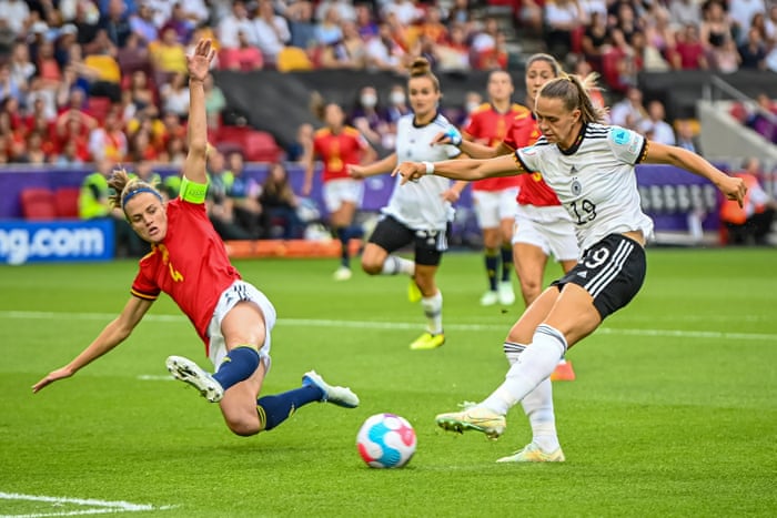 Germany’s Klara Buhl scores their first goal.