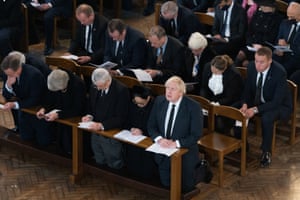 Boris Johnson with other leading politicians at the requiem mass at Westminster Cathedral for Sir David Amess.