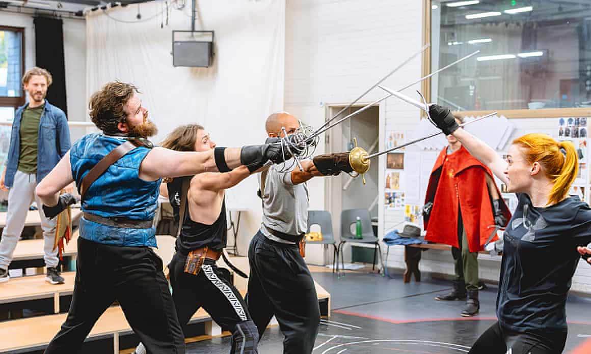 People holding swords.