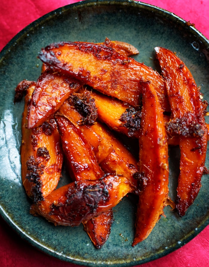 Nigel Slater's recipes for sticky roast sweet potatoes, and