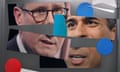 Composite image of Keir Starmer and Rishi Sunak's faces cut into a collage