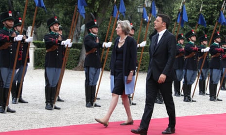 Theresa May with Matteo Renzi in Rome