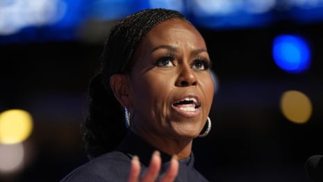 'Her story is your story': Michelle Obama issues call to arms for Kamala, excoriates Trump – video