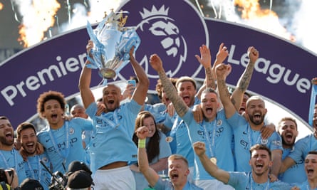 Manchester City celebrate last season’s Premier League triumph.