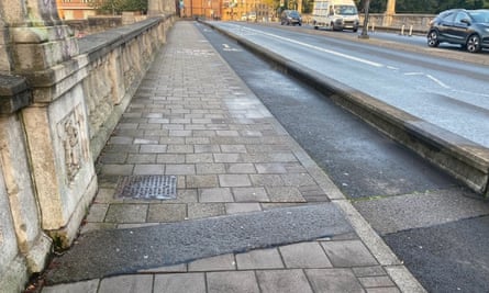 Street scar on a pavement in Cardiff