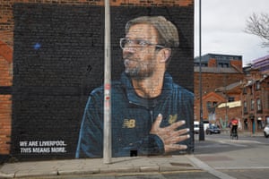 A mural of Liverpool manager Jurgen Klopp by the street artist “Akse” on the corner of Jordan and Jamaica Street in the Baltic Triangle area.