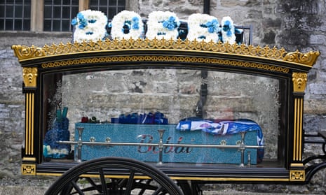 The funeral procession carrying the coffin of Bobbi-Anne McLeod arrives at the Minster Church of St Andrew in Plymouth. 