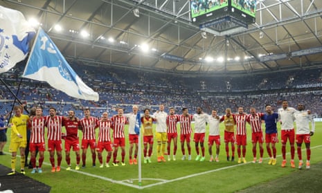 Union Berlin players celebrate after the rout of Schalke.