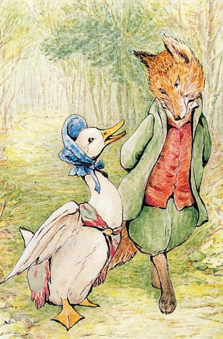 Beatrix Potter’s 1908 illustration of the Foxy Whiskered Gentleman with Jemima Puddle-Duck.