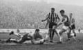 A goalmouth scramble as Stamford Bridge hosts Chelsea v Newcastle in 1960