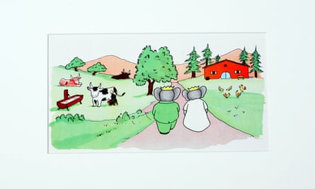 An illustration from a children's book Babar the elephant.