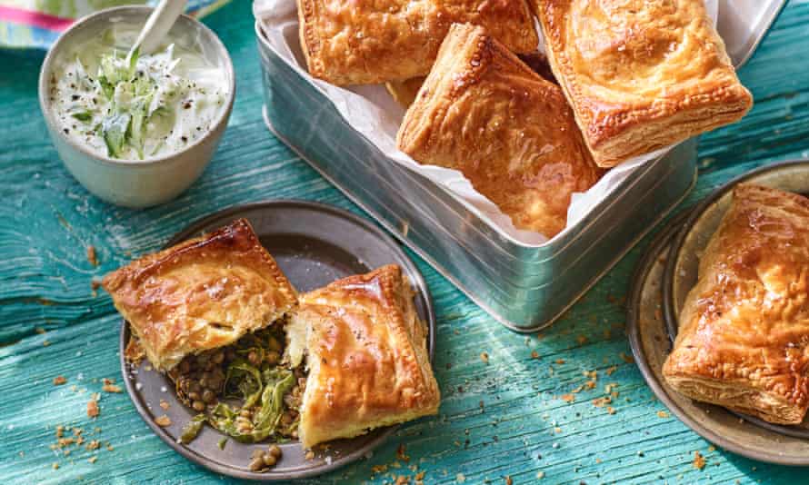 Joe Woodhouse’s curried lentil and spring green hand pies.
